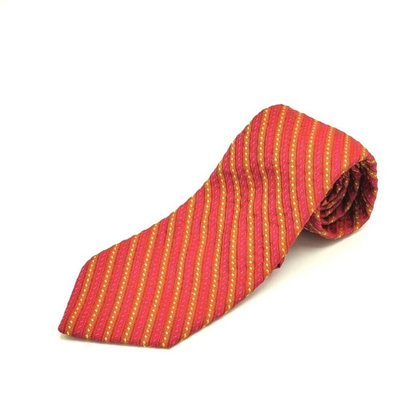 Valentino Neck Tie Red Yellow Striped Textured